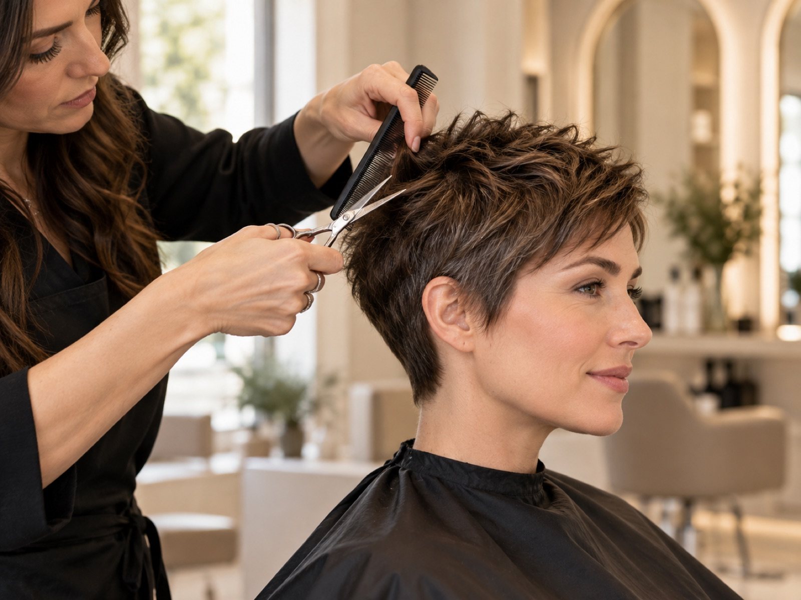 Precision pixie dry cut