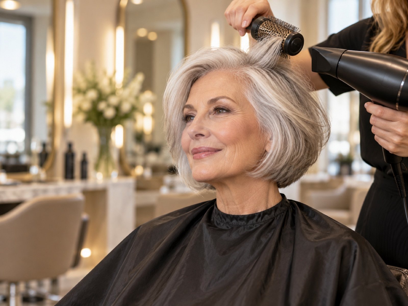 Elegant silver bob salon finish