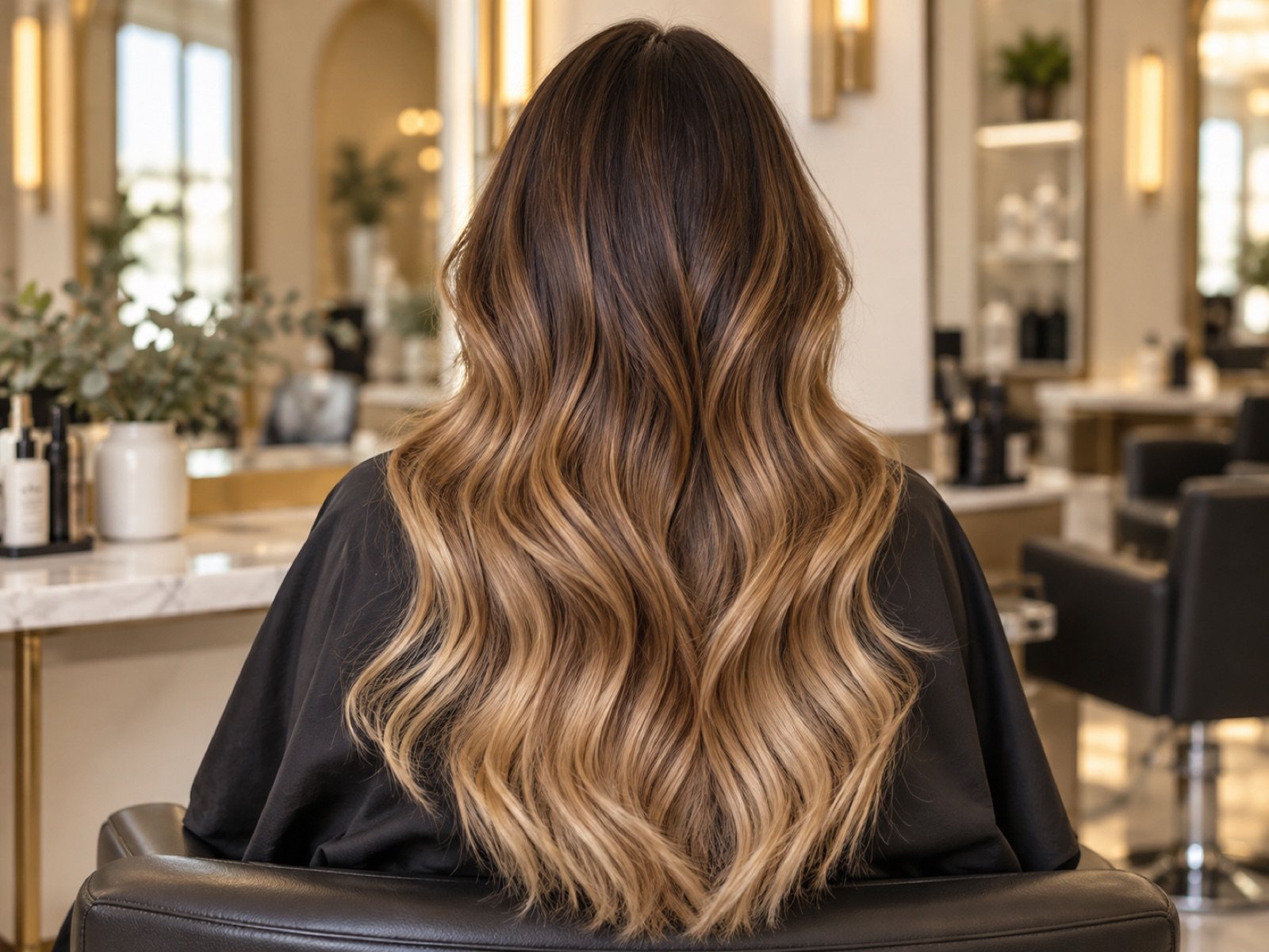 Seamless caramel balayage waves