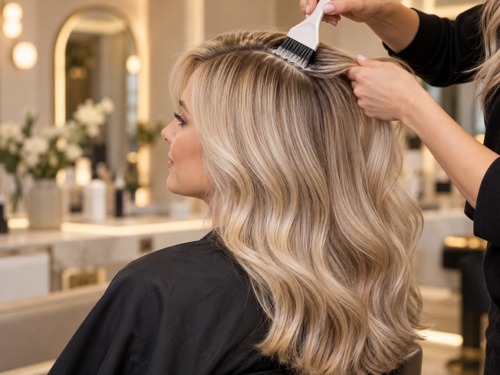 Seamless blonde roots and cool toner