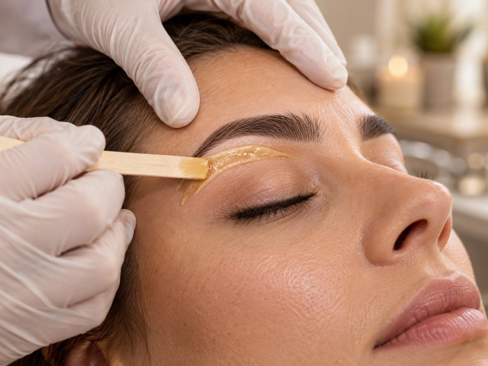 Precision eyebrow waxing