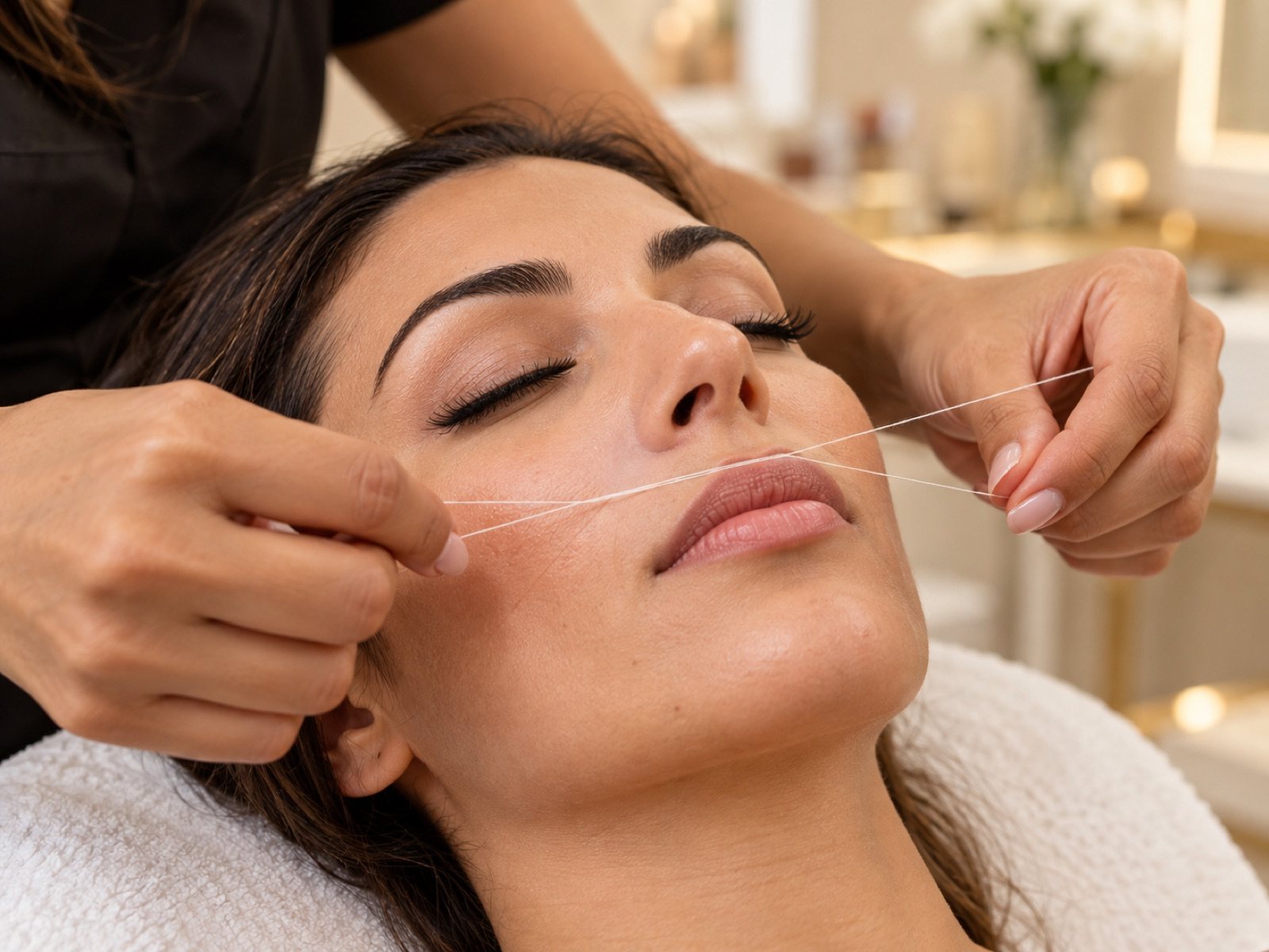 Gentle upper lip threading